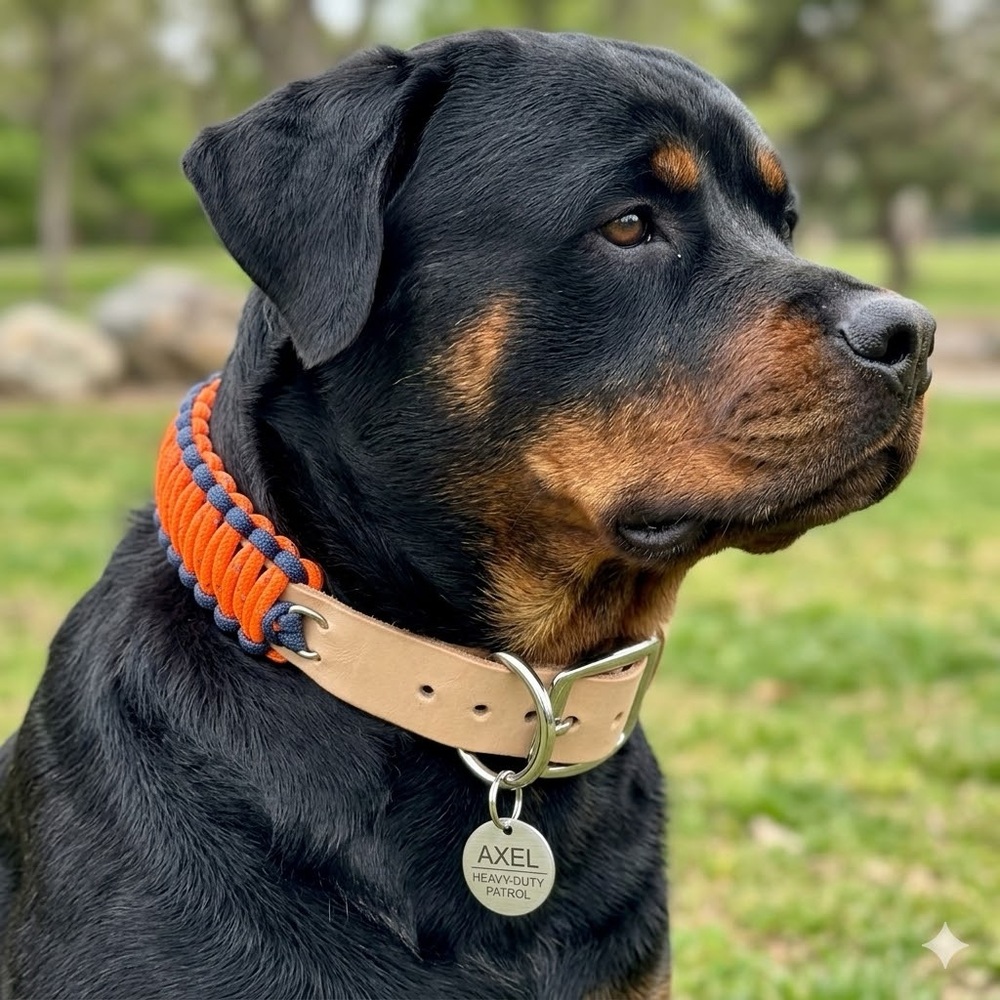 Handmade Leather and Paracord Dog Collar